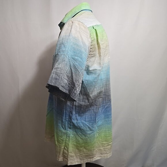 St. Croix Linen Blend Shirt Mens Size Large Rainbow Gradient Made in Italy - Picture 2 of 7